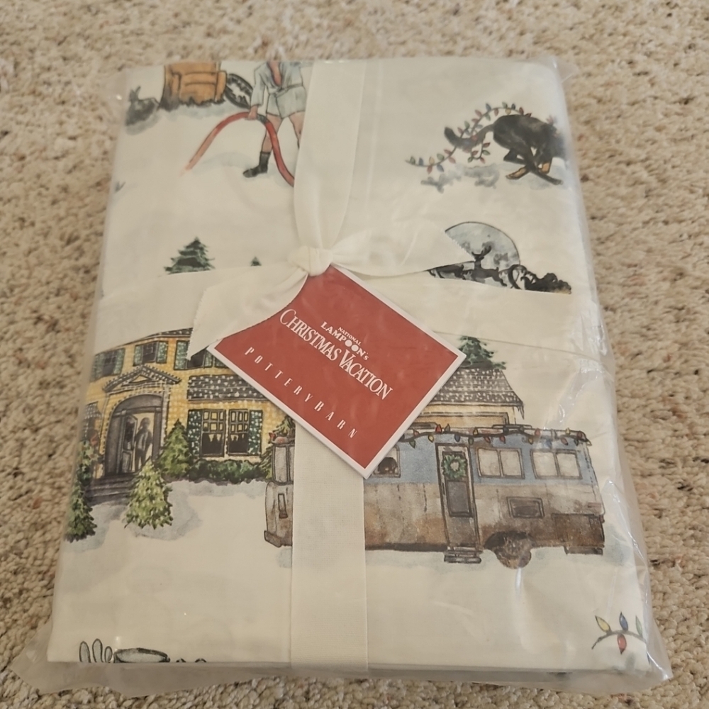 POTTERY BARN NATIONAL LAMPOON’S CHRISTMAS VACATION COTTON TWIN  SHEET SET NEW